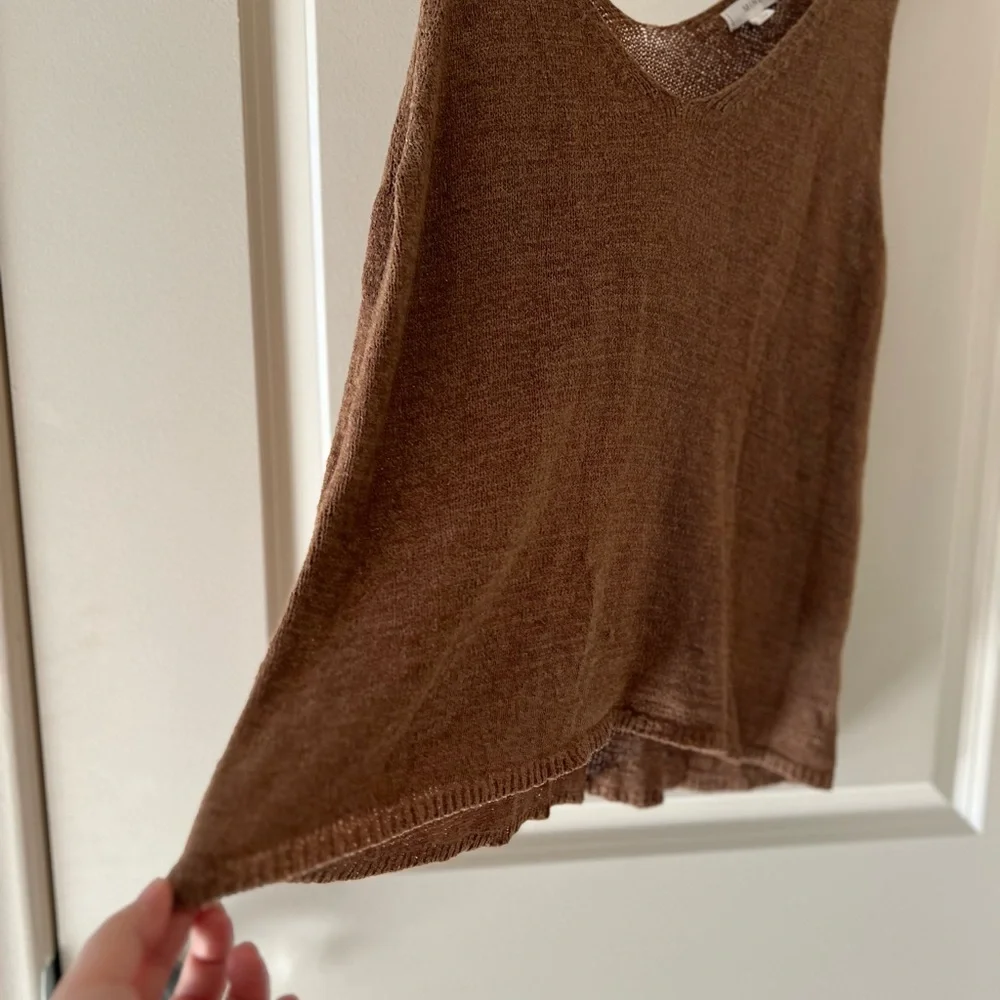 Mine Knit V-Neck Sleeveless Sweater Top Brown Size Large - Picture 3 of 7